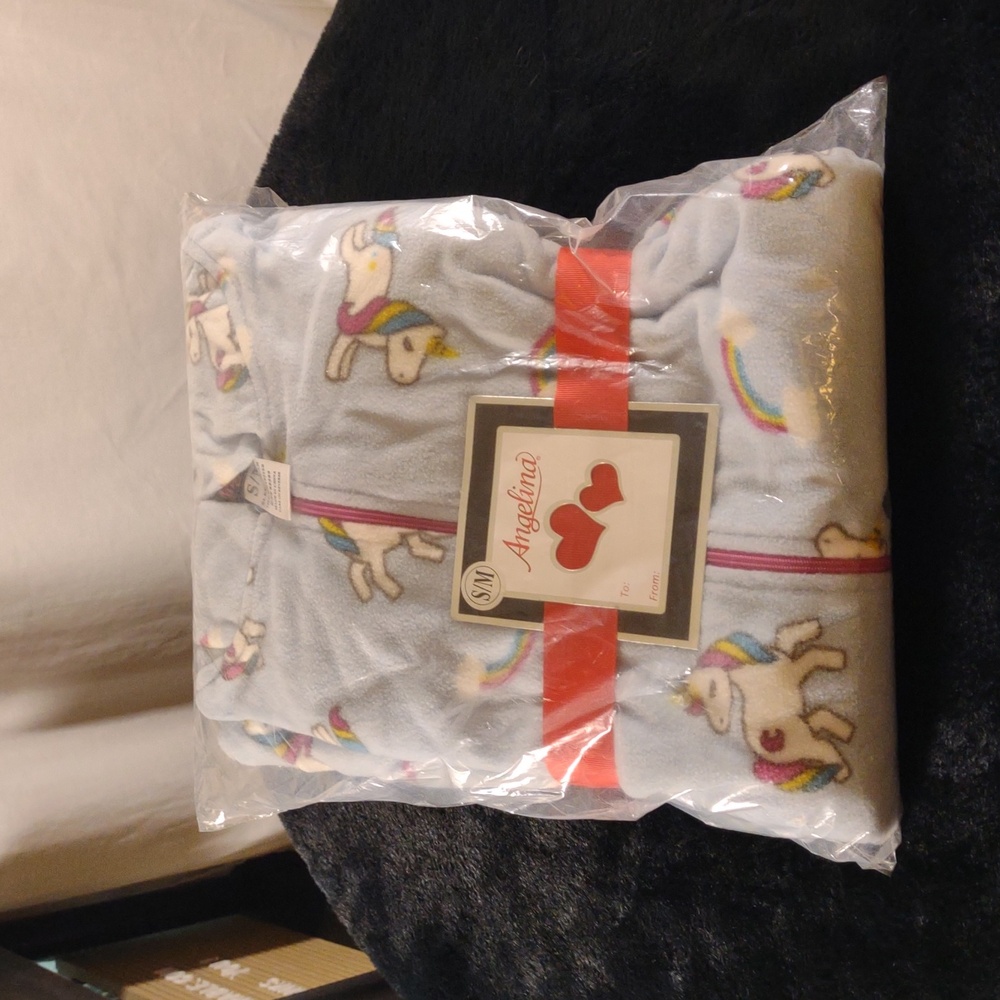 NEW Angelina Kids Pajamas - Fleece/Hooded Unicorn Print - Size S/M